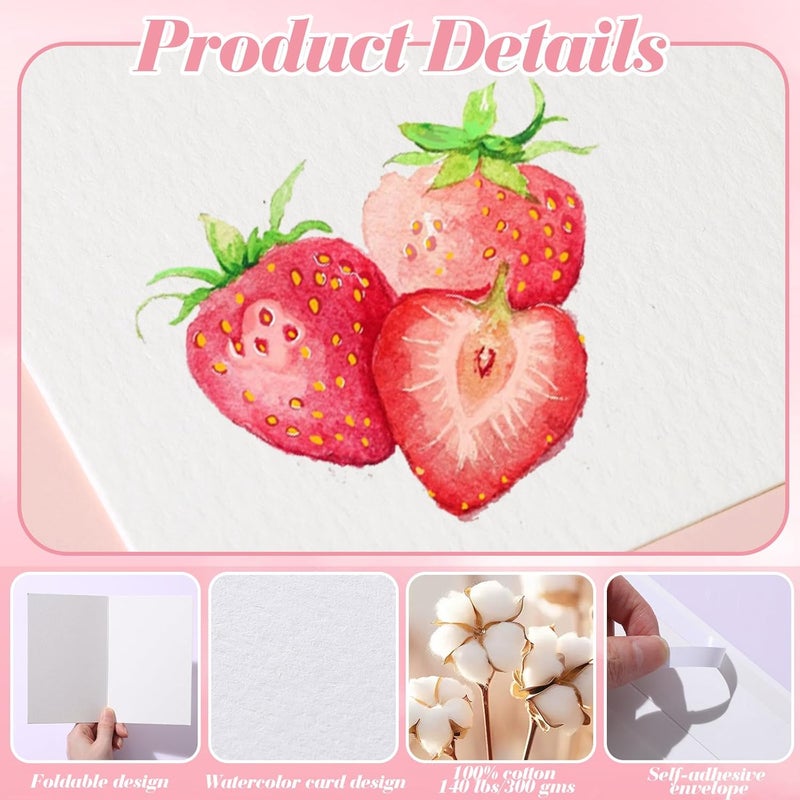 Xnewtwo 32 Sets Watercolor Cards with Envelopes 140 lb/300 GSM Watercolor Paper Cards, 4x6 Inch Blank Foldable Postcards for Greetings, Weddings, Birthday, Thank You Card - Image 3